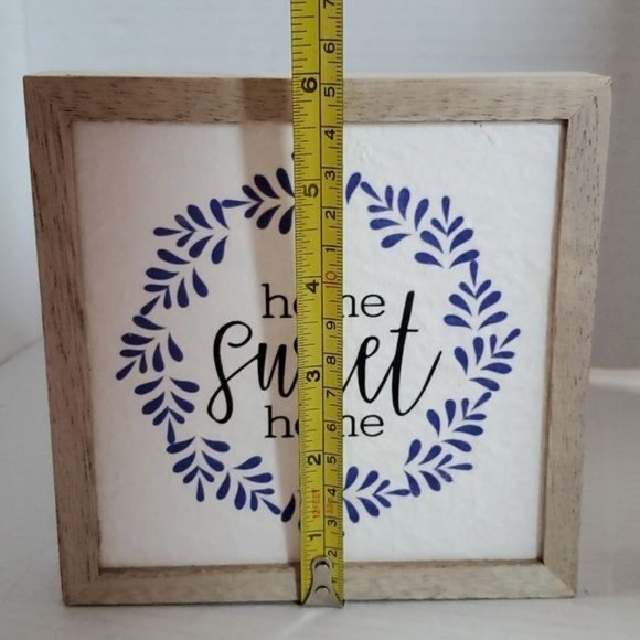 Home Sweet Home Sign Wall Decor Art Square Wood Frame Table Top - Picture 8 of 9